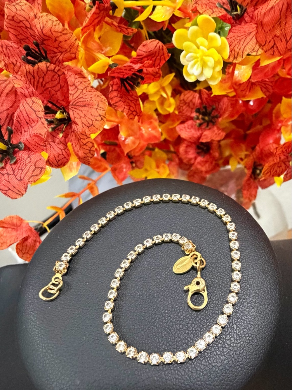 VTG Monet Gold-Tone Rhinestone Tennis Bracelet Size 7.25 Signed